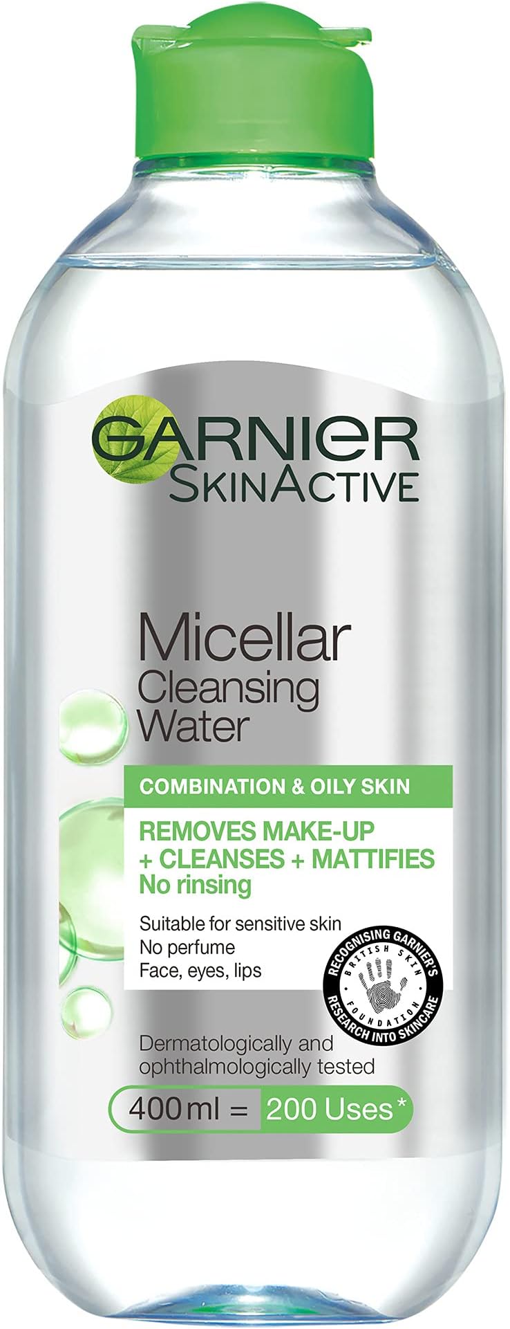 Micellar Cleansing Water For Combination Skin, Gentle Face Cleanser and Makeup Remover, Fragrance Free, Recognised By The British Skin Foundation, Use With Reusable Micellar Eco Pads, 400 ml
