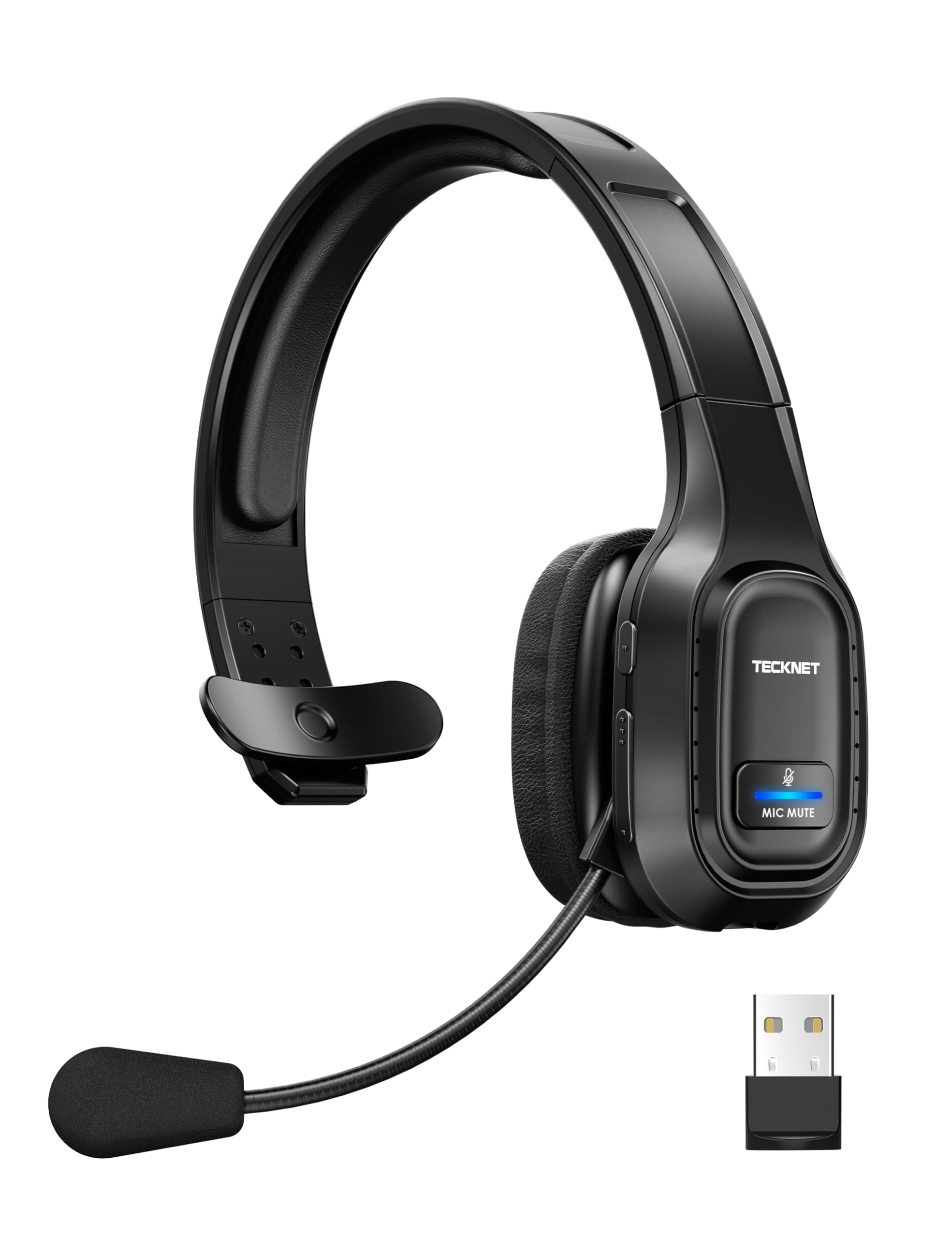 TECKNET Auriculares para PC con Micrófono, Auriculares Bluetooth con Cancelación de Ruido. Sonido Estéreo Nítido. Compatibles con Skype, Teléfonos, Centros de Llamadas y Cursos Online