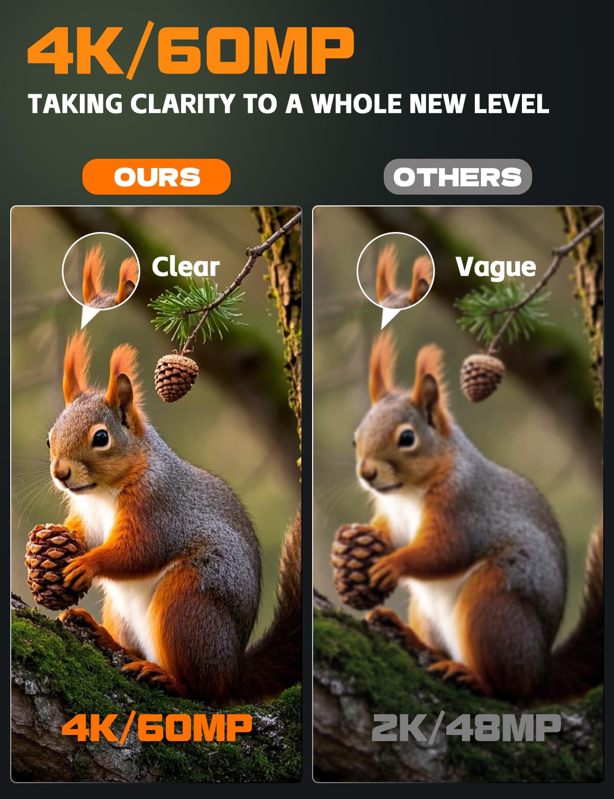 Caméra de Chasse Solaire, 60MP 4K WiFi Camera Chasse avec 5200mAh Batterie Rechargeable, 850nm LED Camera Infrarouge Vision Nocturne Animaux Caméra, Grand Angle 100°, Etanche IP66 avec Carte 32GB