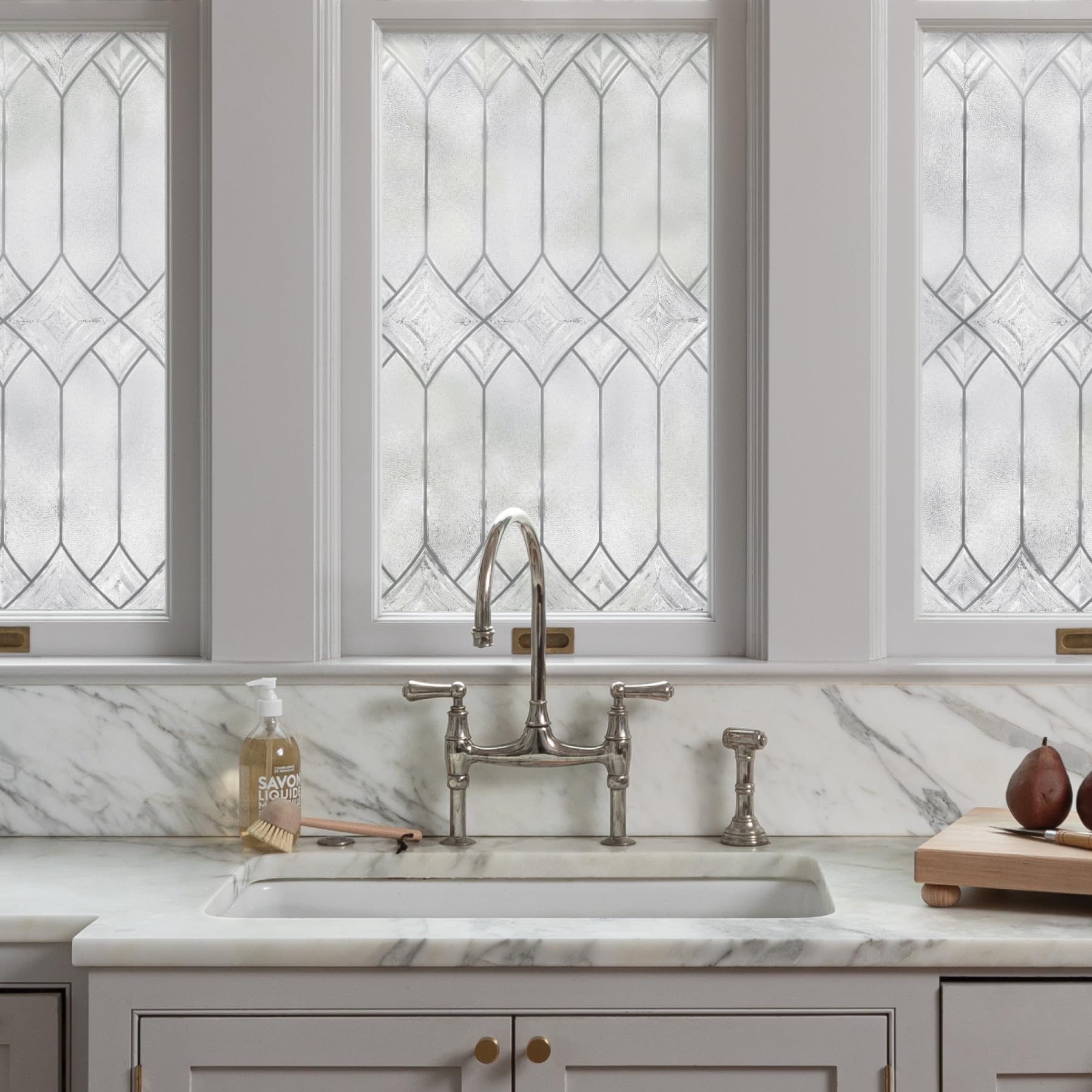 Regent Window Privacy Film by Artscape - Textured Leaded Glass Design, Static Cling, Blocks Views, Not Light, UV Protection, Easy to Apply and Removable, Made in USA - 24 x 36 Inch