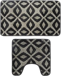 Morning View 2 Piece Bath Rug Set Non-Slip Soft Absorbent Dry Fast Washable U-Shaped Contour Sets Bathroom Mat Rugs