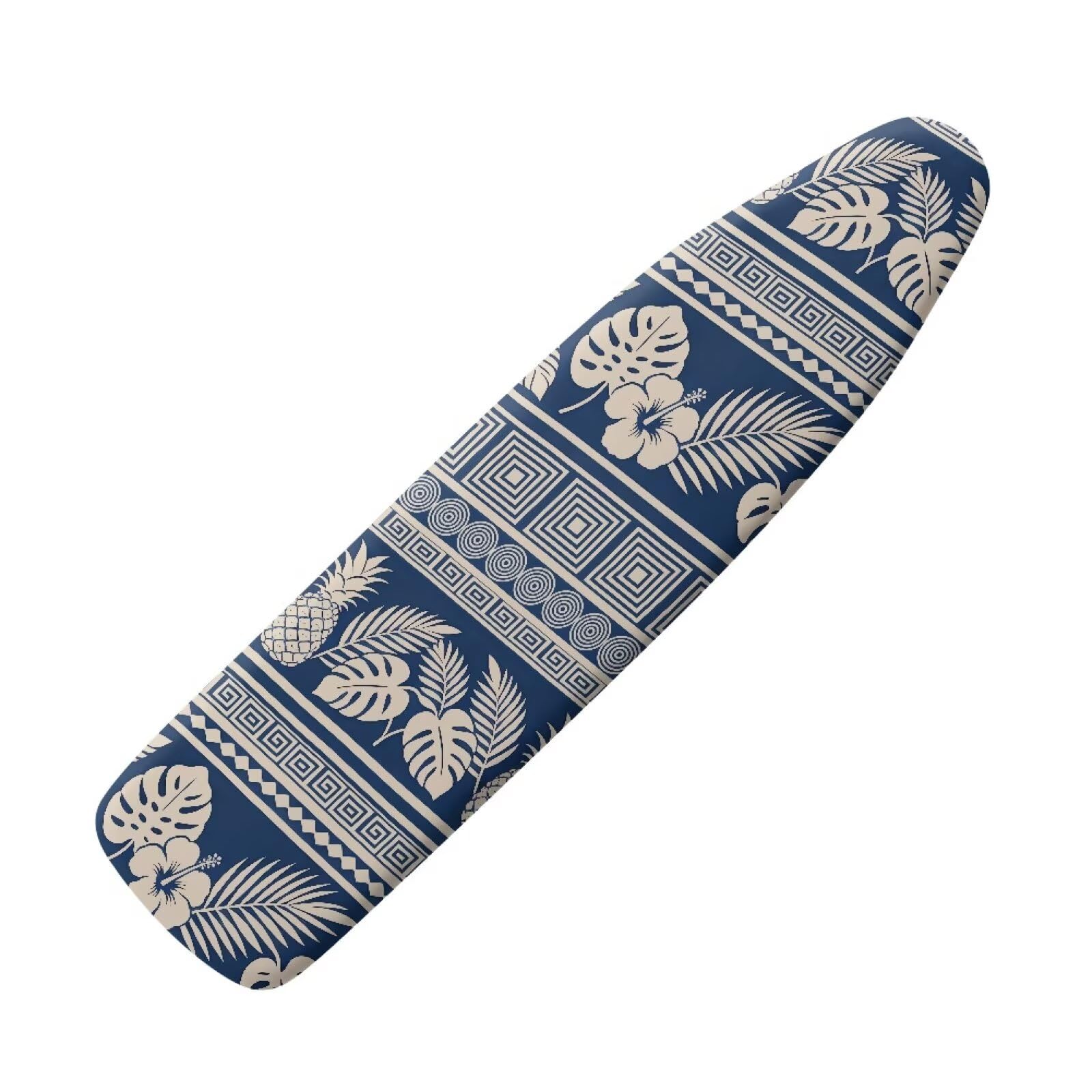 ZIATUBLES Polyester Ironing Board Cover with Hook and Loop Fastener Straps Blue Hibiscus Monstera Leaf Print Iron Padding Covers Home Accessories for Laundry Clothing Shop, S