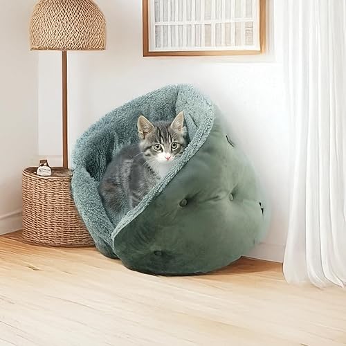 Miniatura 6 de Cama pequeña para gatos pequeños, camas para gatos de interior, cama para mascotas para gatitos, extrasuave y lavable a máquina con parte inferior