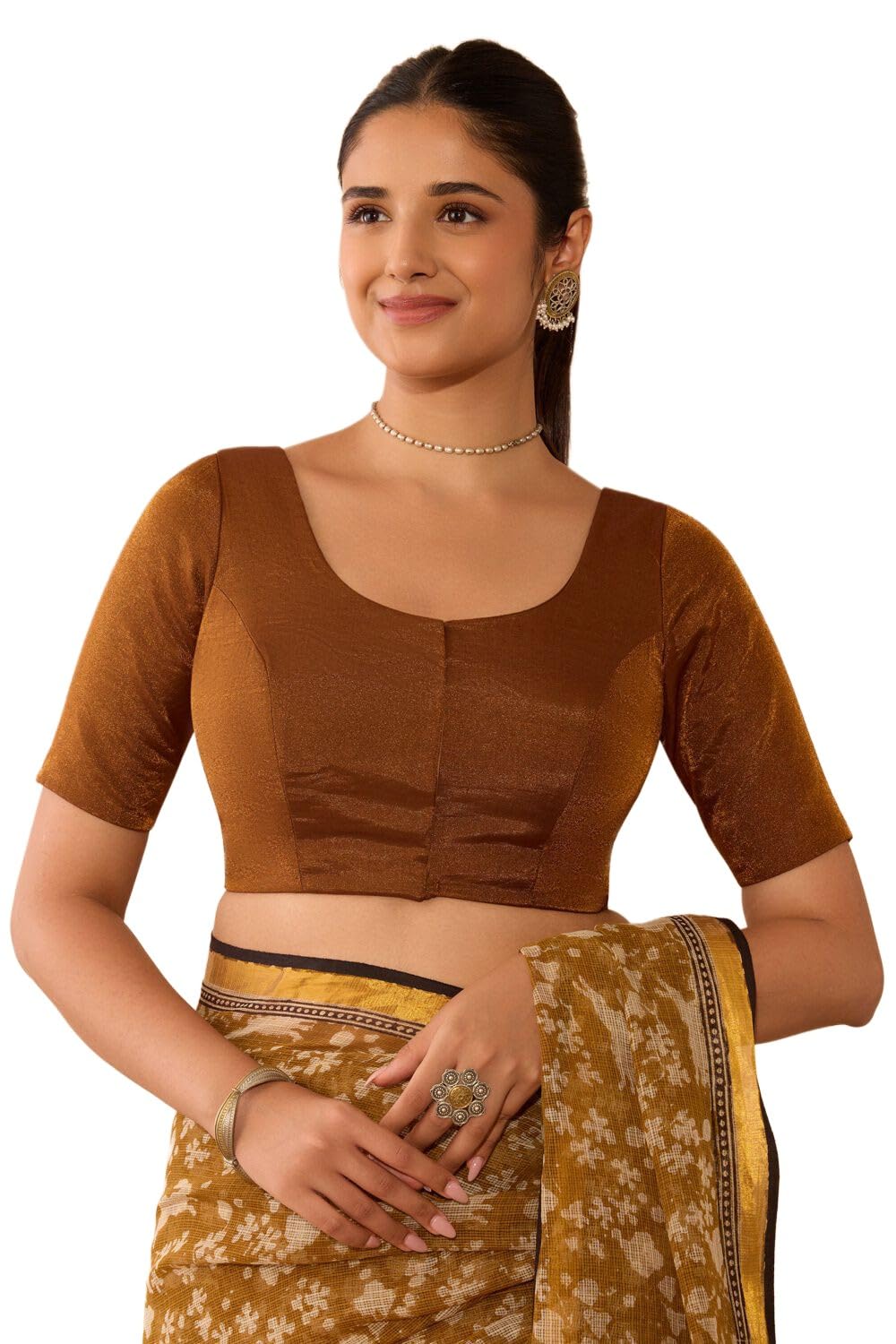 taneira Metalised Viscose Woven Blouse for Women (BLAQ64GDXXL-Gold)-picture-12
