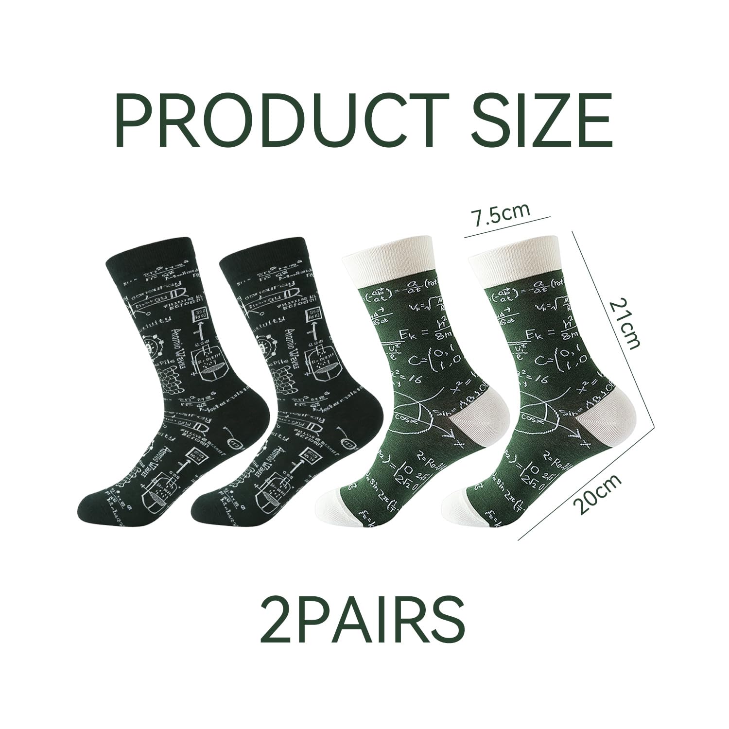 2 Pares De Calcetines De Tubo Con Patrón De Fórmula De Física Y Matemáticas, Estilo Universitario Divertido, Regalos Para Estudiantes De Ciencias, Personalizados Para Usar Con Accesorios.
