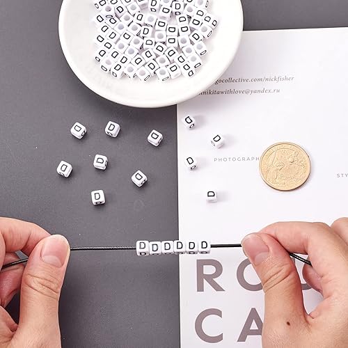 Miniatura 5 de FASHEWELRY 300 cuentas de letras acrílicas en forma de cubo de 0.236 x 0.236 pulgadas, letras D, cuentas del alfabeto para hacer pulseras, collares,