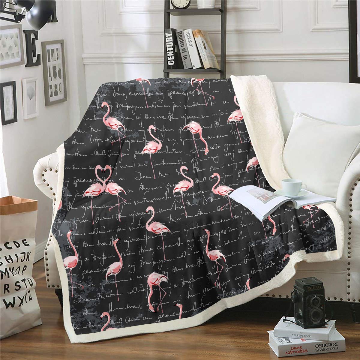 Flamingo Blankets and Throws for Kids Boys Girls Tropical Animals Pattern Fleece Blankets 3D Flamingo Print Blanket Luxury Soft Sherpa Blanket,Plush Blankets Single 50"x60"