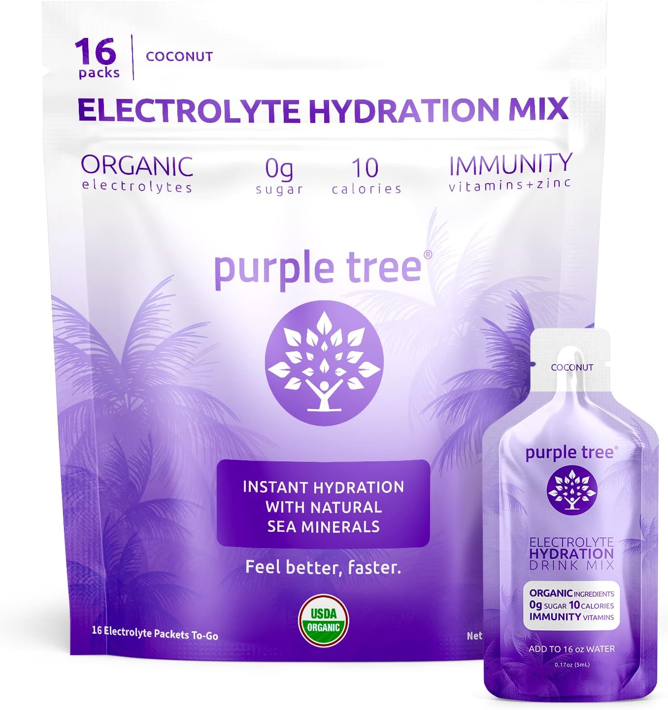 Organic Electrolyte Hydration Packets by Purple Tree, Sugar