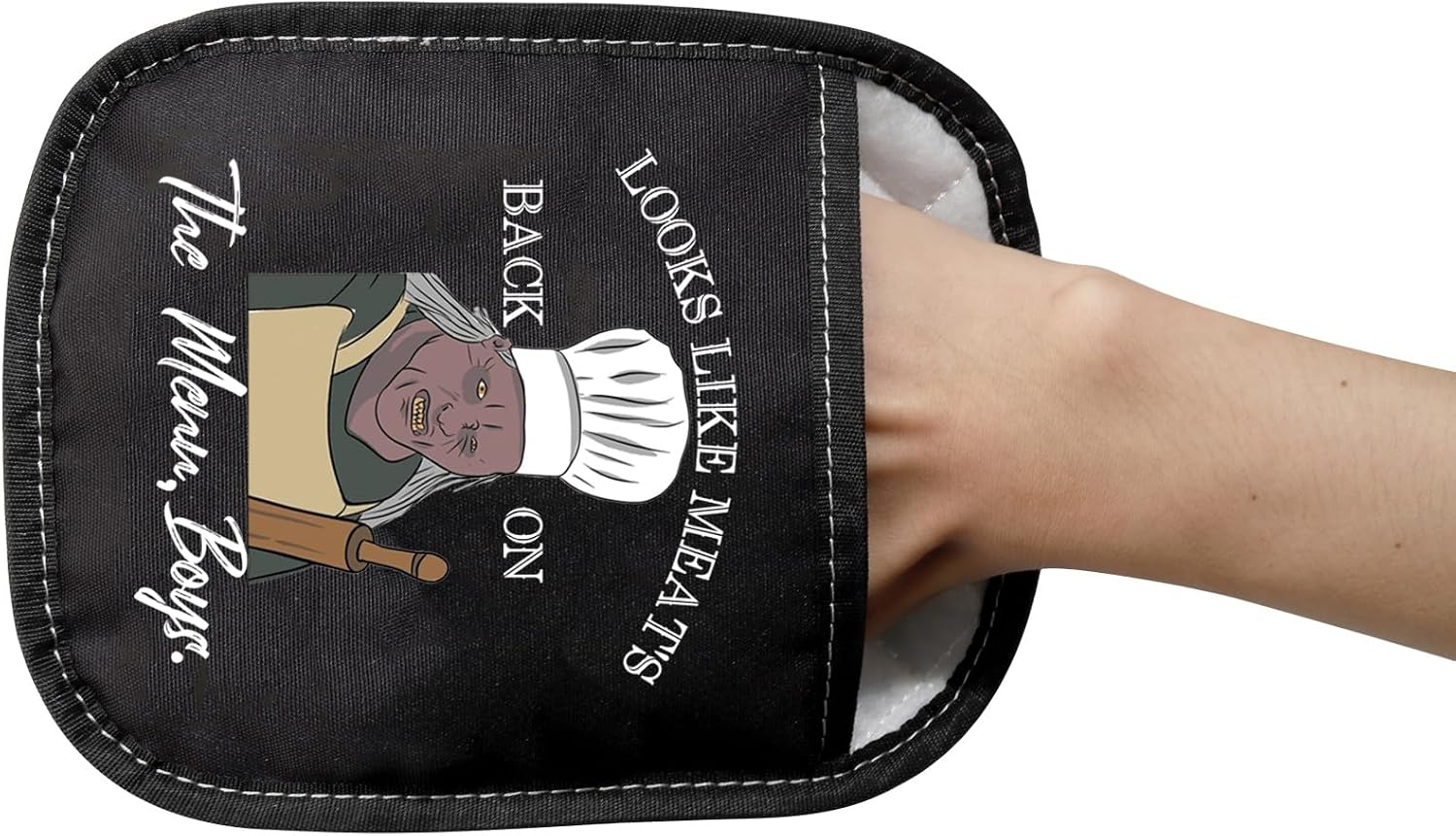 LOTR Movies Fan Oven Mitt H Fans Meat's Back On The Menu Kitchen Pot Holder Literary Book Lover New Home Gift (Menu Boys)