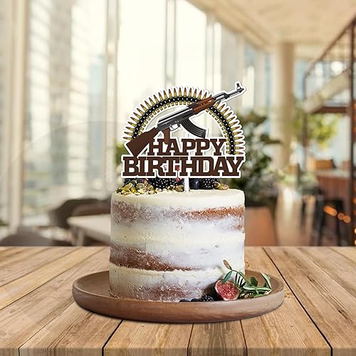 Miniatura 5 de Decoración para tartas de cumpleaños con purpurina marrón para decoración de cumpleaños para hombres y niños, decoración de fiesta de cumpleaños