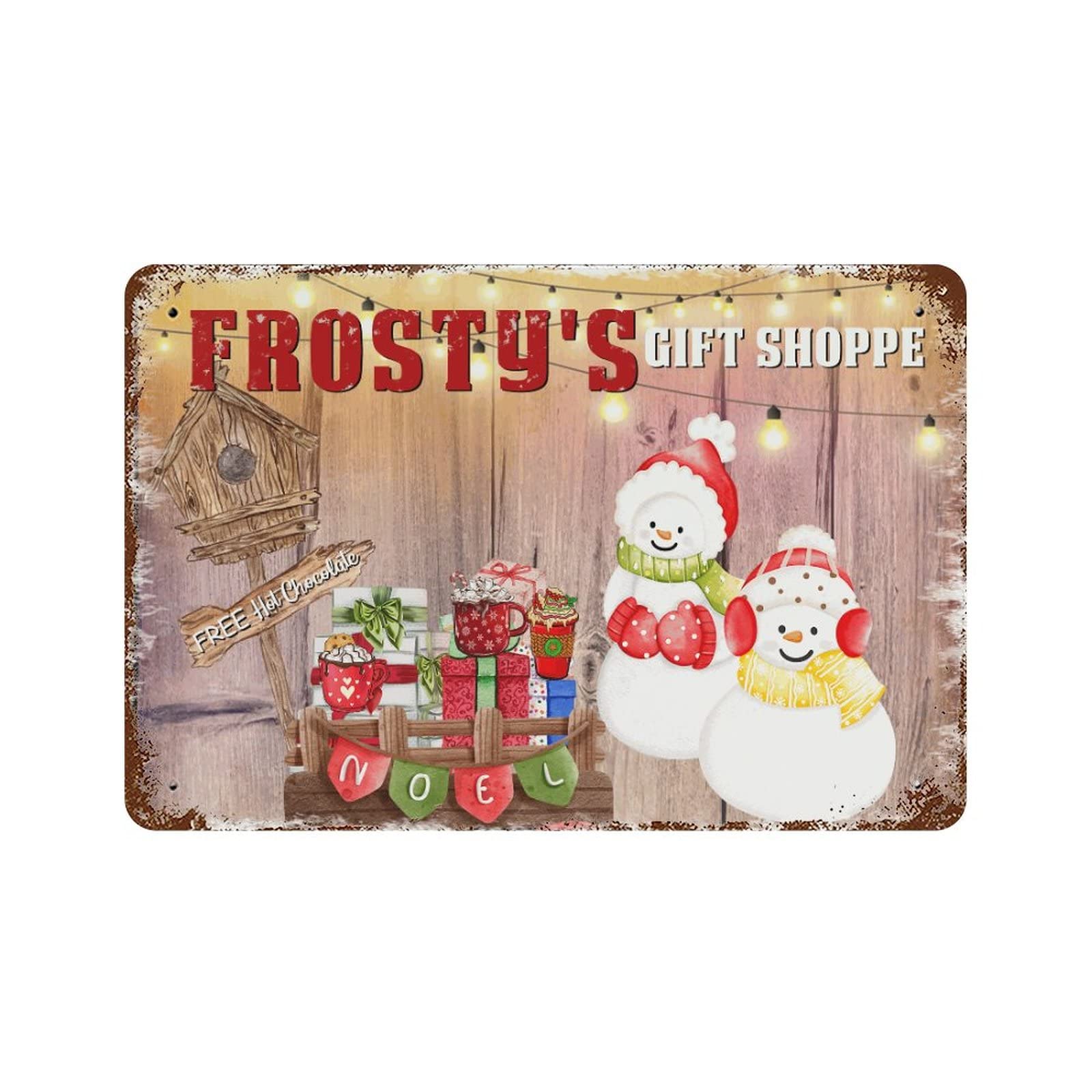 Panneau de bar vintage bonhomme de neige de Noël pour abri de jardin