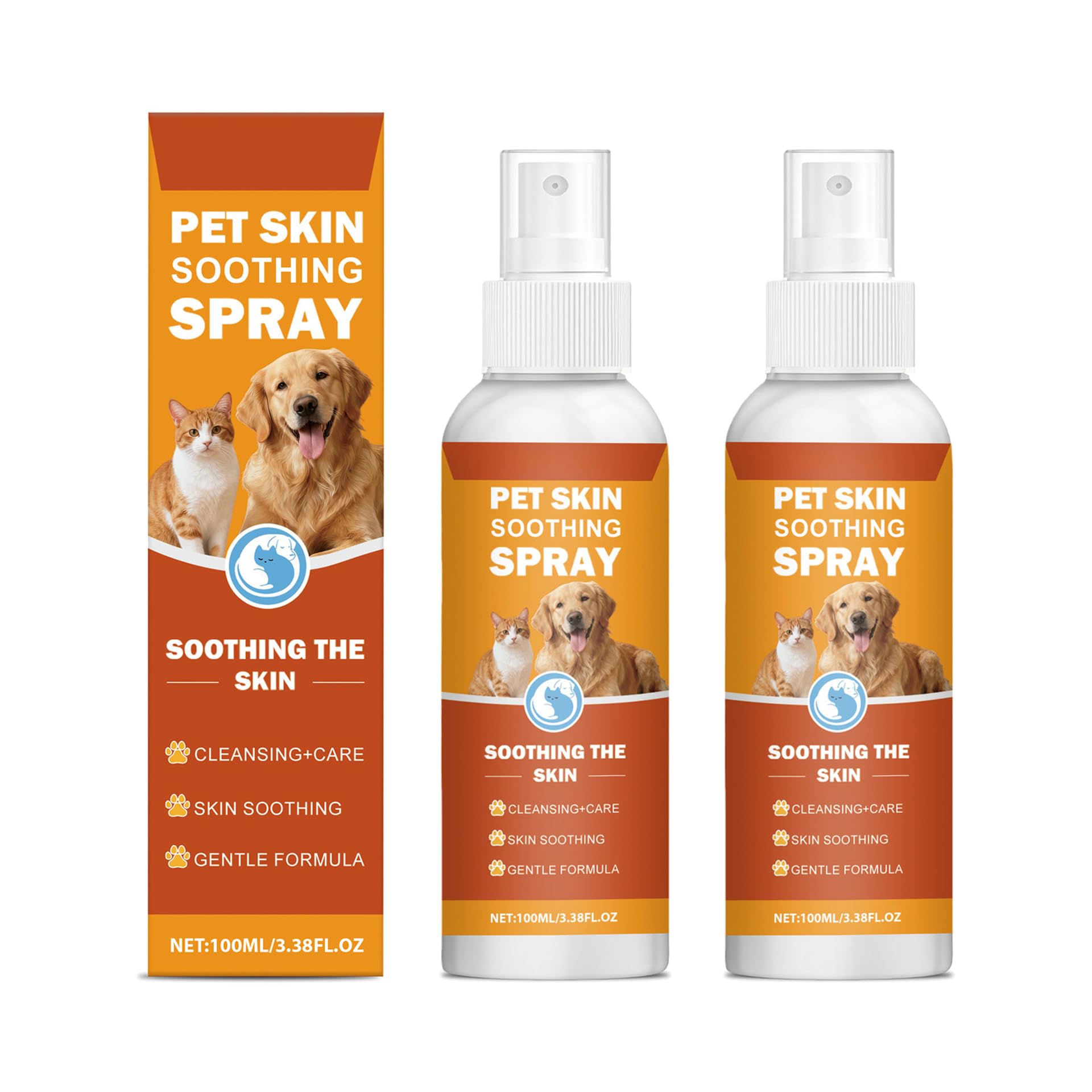 Pet Skin Soothing Spray – Gentle Cleansing & Skin Care, Hydrates & Cleanses, Gentle Formula for Dogs & Cats, Easy Spray‑On Daily Care (2pcs)