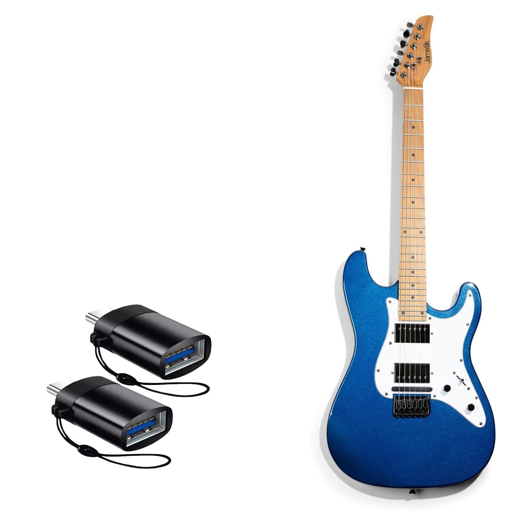 BoxWave Cable Compatible with Jamstik Standard MIDI Guitar - USB-C to A PortChanger (2-Pack), USB Type-C OTG USB Portable Keychain - Slate Black