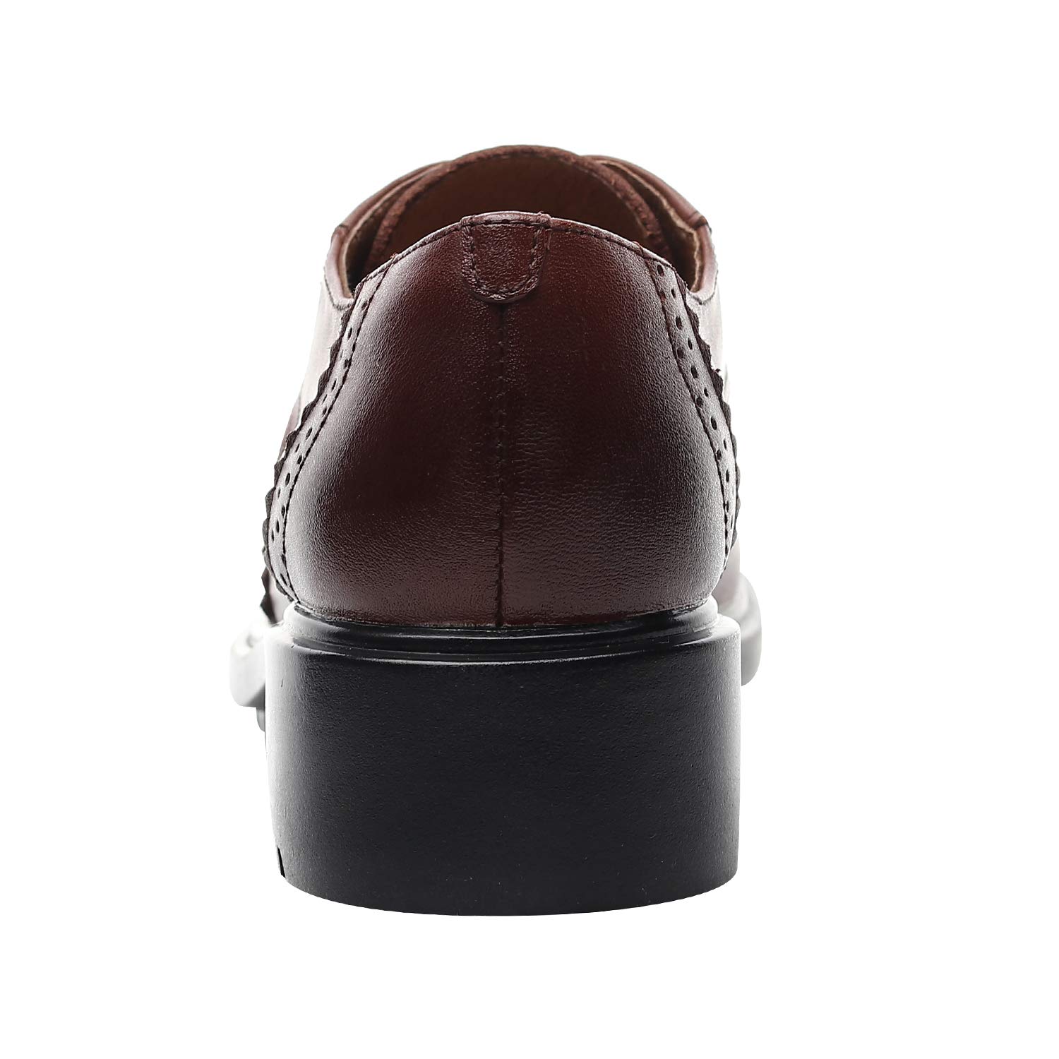 rismart Femmes Ronde Orteil Lacets Cuir Brogue Oxfords Chaussures de Ville à Lacets