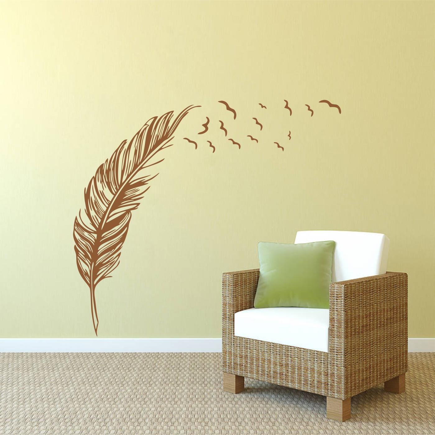 Wall Attraction Feather Wall Stickers for Living Room, Bedroom, Office Standard Size - 86cm X 127cm Color - Multicolor (B0748115HH) Amazon Price History, Amazon Price Tracker