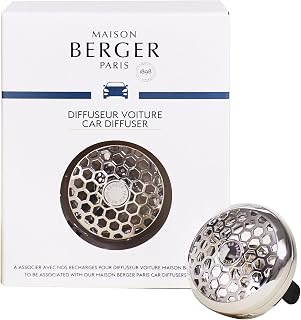Luxury Car Air Freshener Vent Clip – Refillable Scent Diffuser for Car Vents, French-Made, Adjustable Fragrance (No Pods/Refills Included, 1.75” Diameter) - Honeycomb Chrome