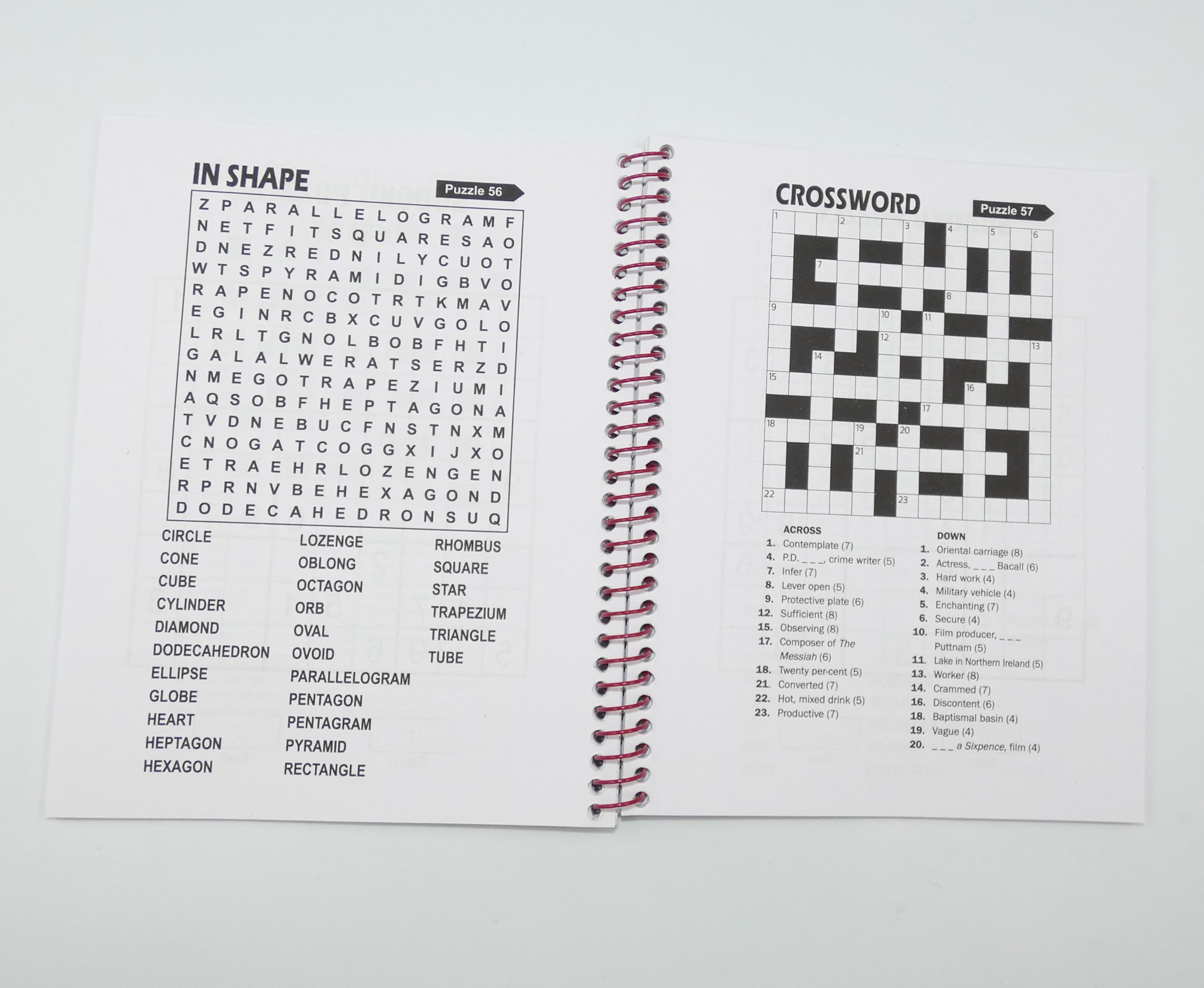 A5 Spiral Bound Travel Size 3 in 1 Sudoku Word Search Crossword Puzzle Collection Book Orange