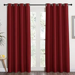 NICETOWN Burgundy Curtains for Living Room - (Burgundy Red) Home Decor Energy Smart Thermal Insulated Window Treatment Drape/Drapery for Patio Door, 52x84 Inch,1 Piece