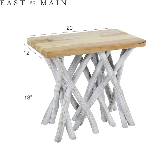 EAST at MAIN Side Table with Branch Stick Legs (White)