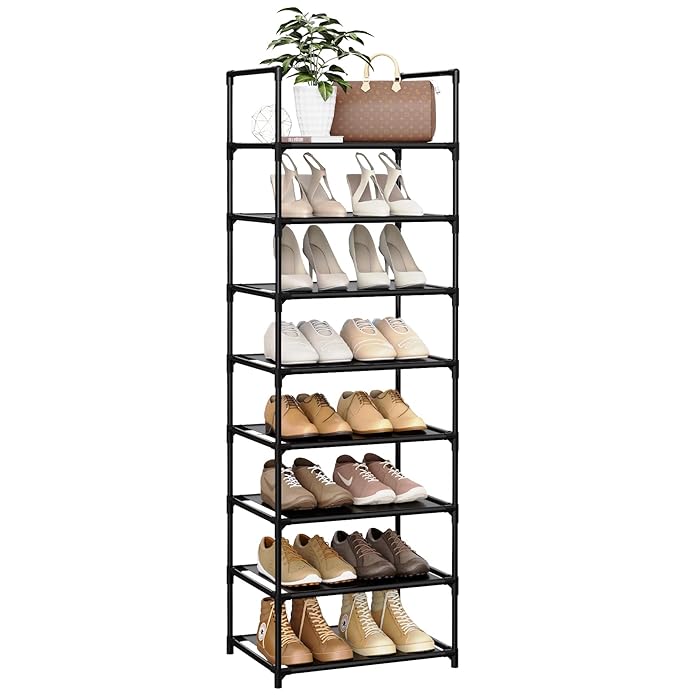 Buy VTRIN Narrow Shoe Rack Organizer 8 Tiers 16 Pairs Tall Shoe Rack