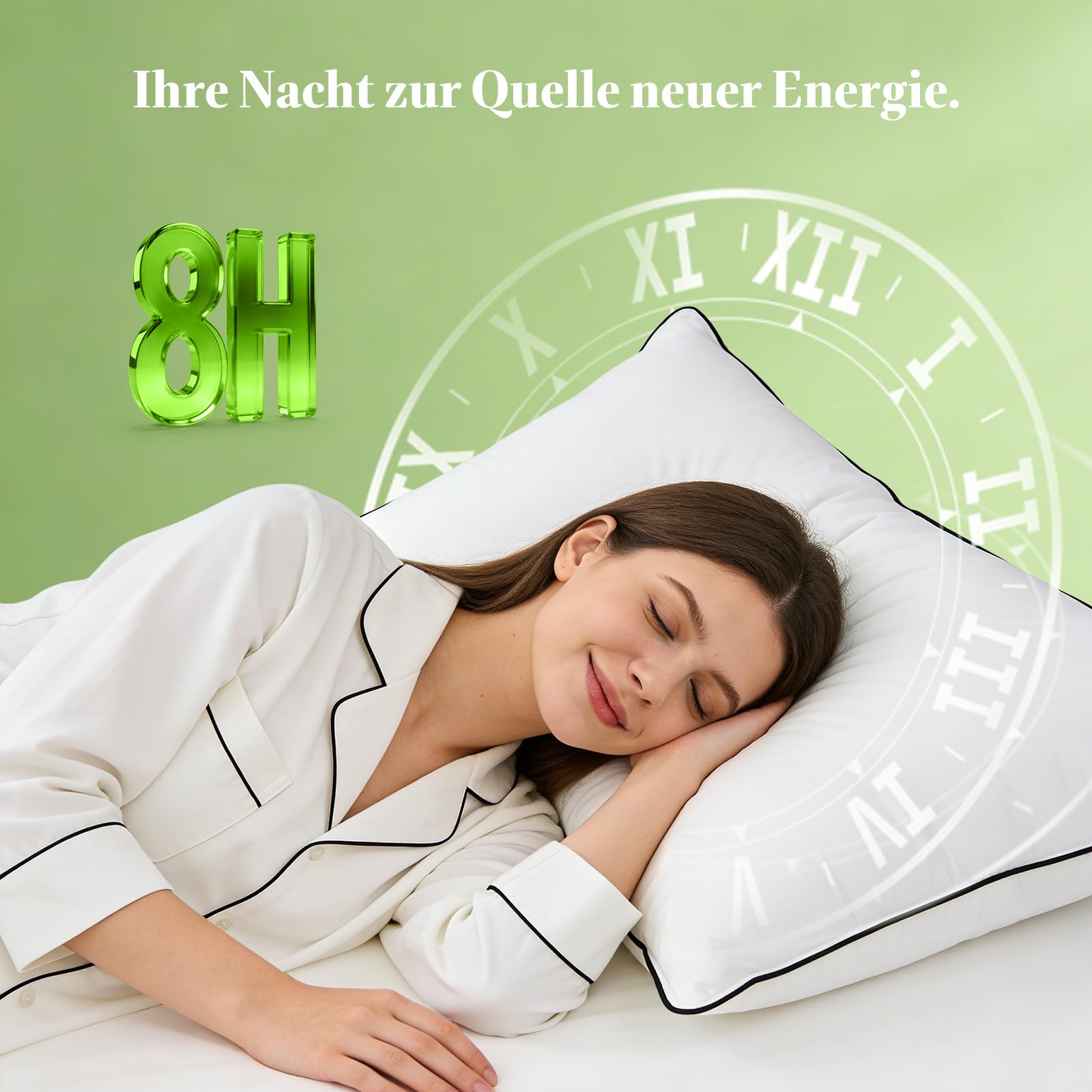 APSMILE Premium Daunenkissen 60x60 (2 Stück) | 90% Weiße Daunen Außen | Federmischung Innen | Kopfkissen Ergonomisches Design für höchsten Komfort | Weicher Bio-Baumwollbezug | je 790g Füllgewicht