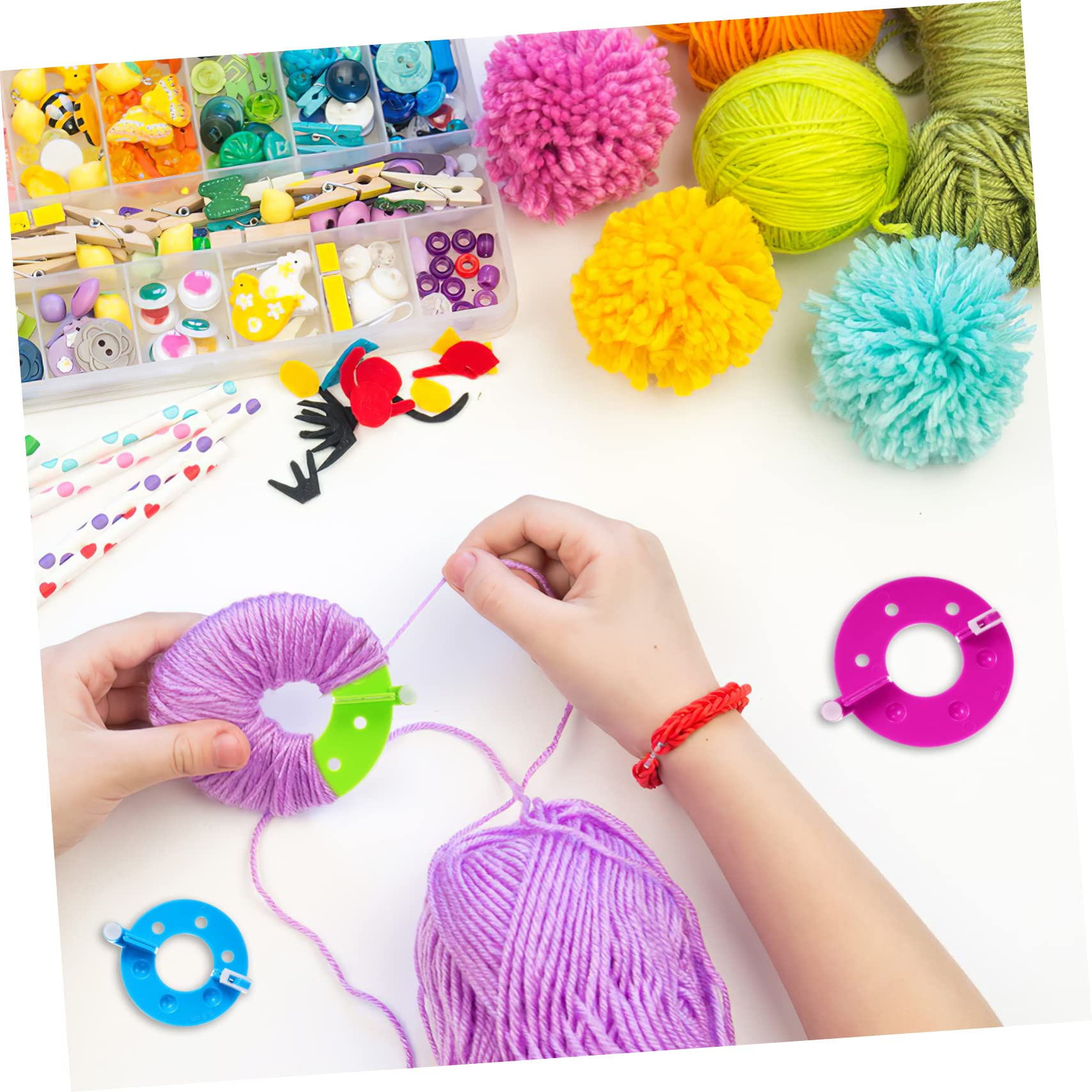 SEWACC Bastellwerkzeug Basteln Ball Stück Ball Maker Flusenwebutensilien Pompon Maker Werkzeug Kleiner Pompon Maker Pompon Maker Für Kinder Webwickler Großer Pompon Maker Flusen Pompon Quasten Aus