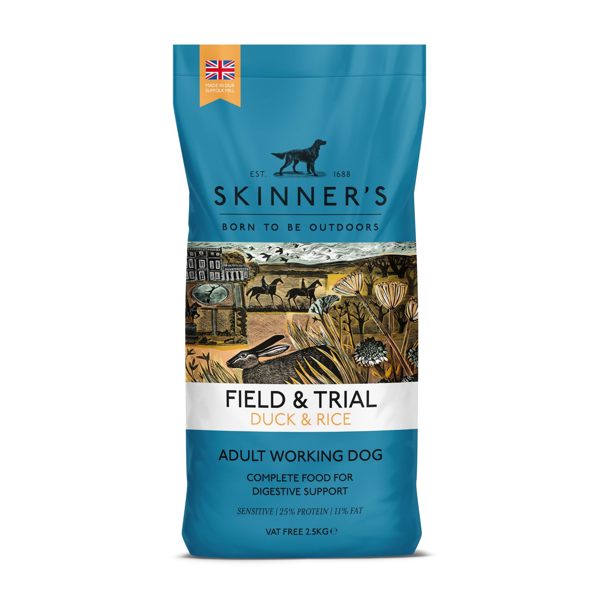 Field & Trial Duck & Rice 2.5kg, Complete Dry Adult Dog Food, Sensitive, For ...