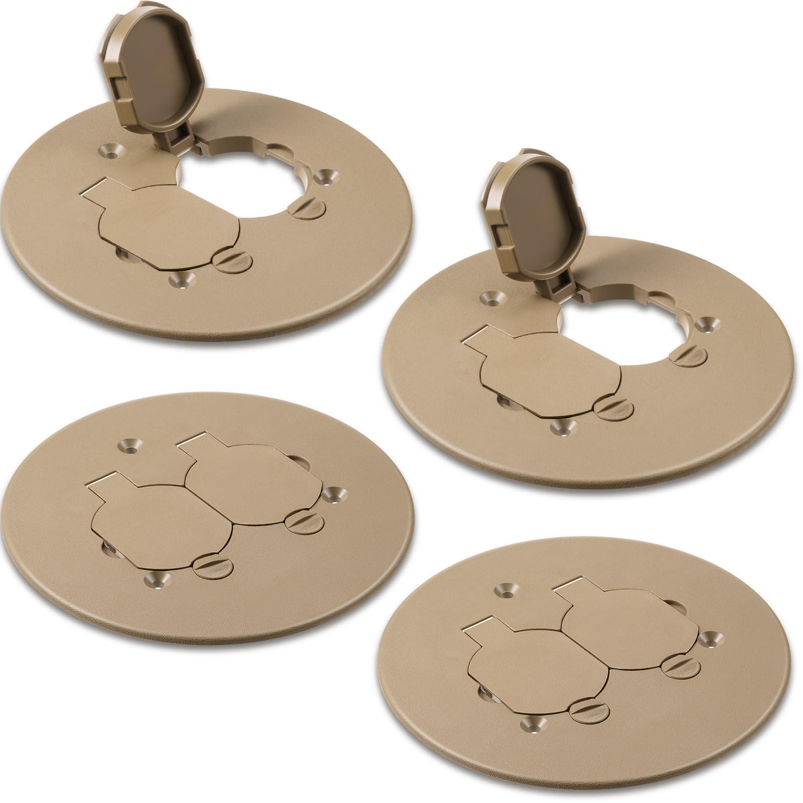 Photo 1 of Kingdder 4 Set Round Floor Box Cover 4" Diameter Plastic Duplex Floor Outlet Cover Plate Weatherproof Replacement for Countertop Home (Bronze)