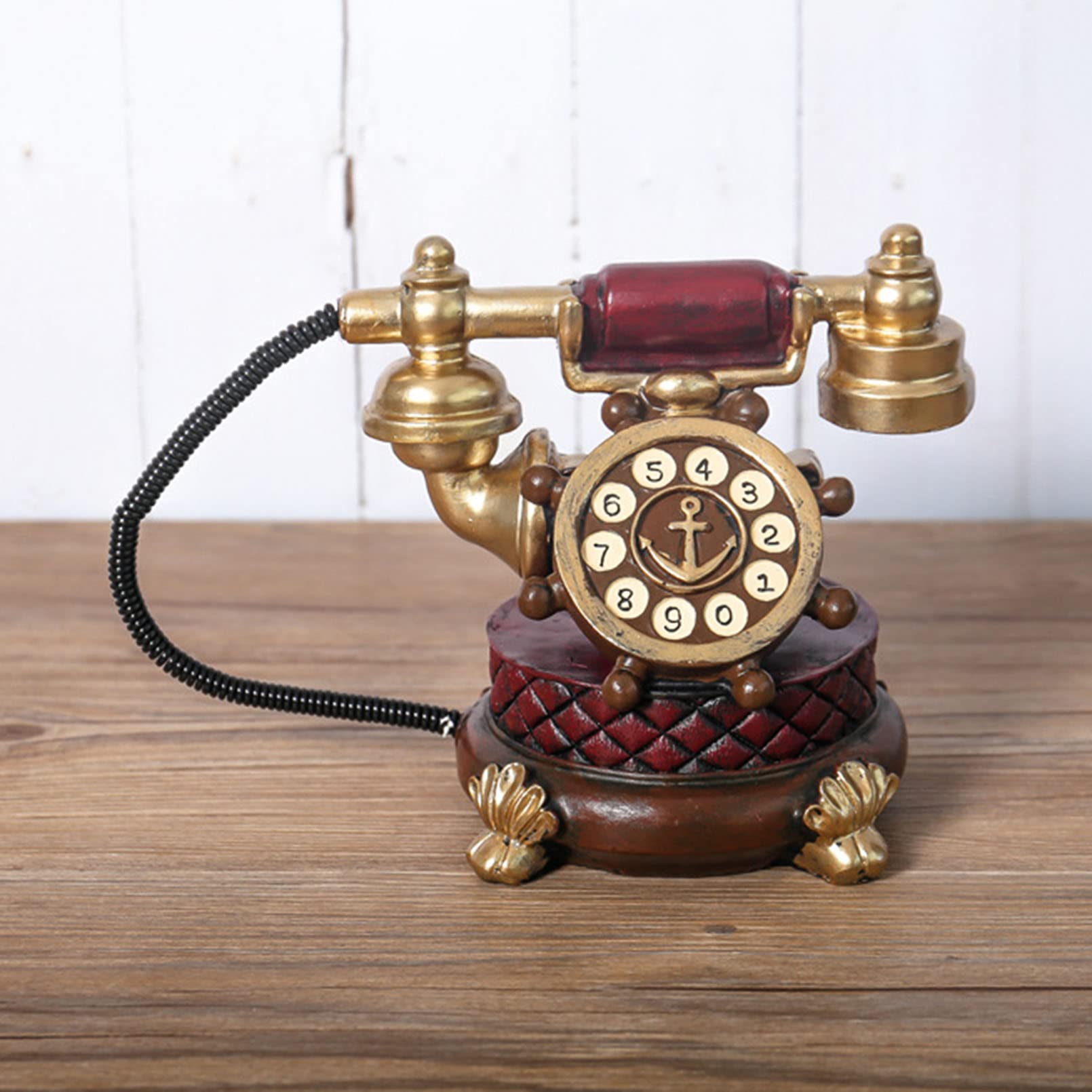 Telefono decorativo in stile europeo antico, statuetta creativa retrò a forma di telefono fisso per casa, ufficio, affari e hotel