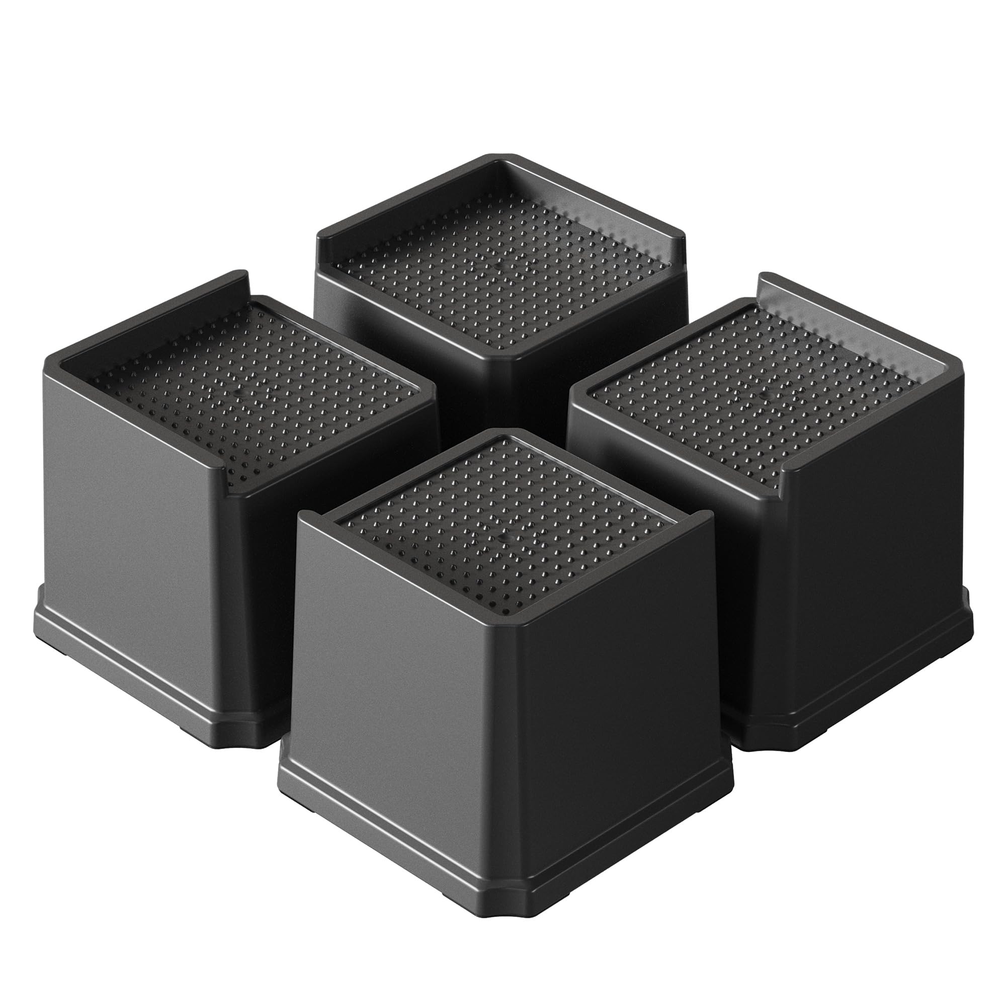 Napnapday Bed Risers 4 Inch Heavy Duty 4 Pack L-Shaped Bed Furniture Elevators 1,500 lbs Lifts Up Riser for Sofa and Table
