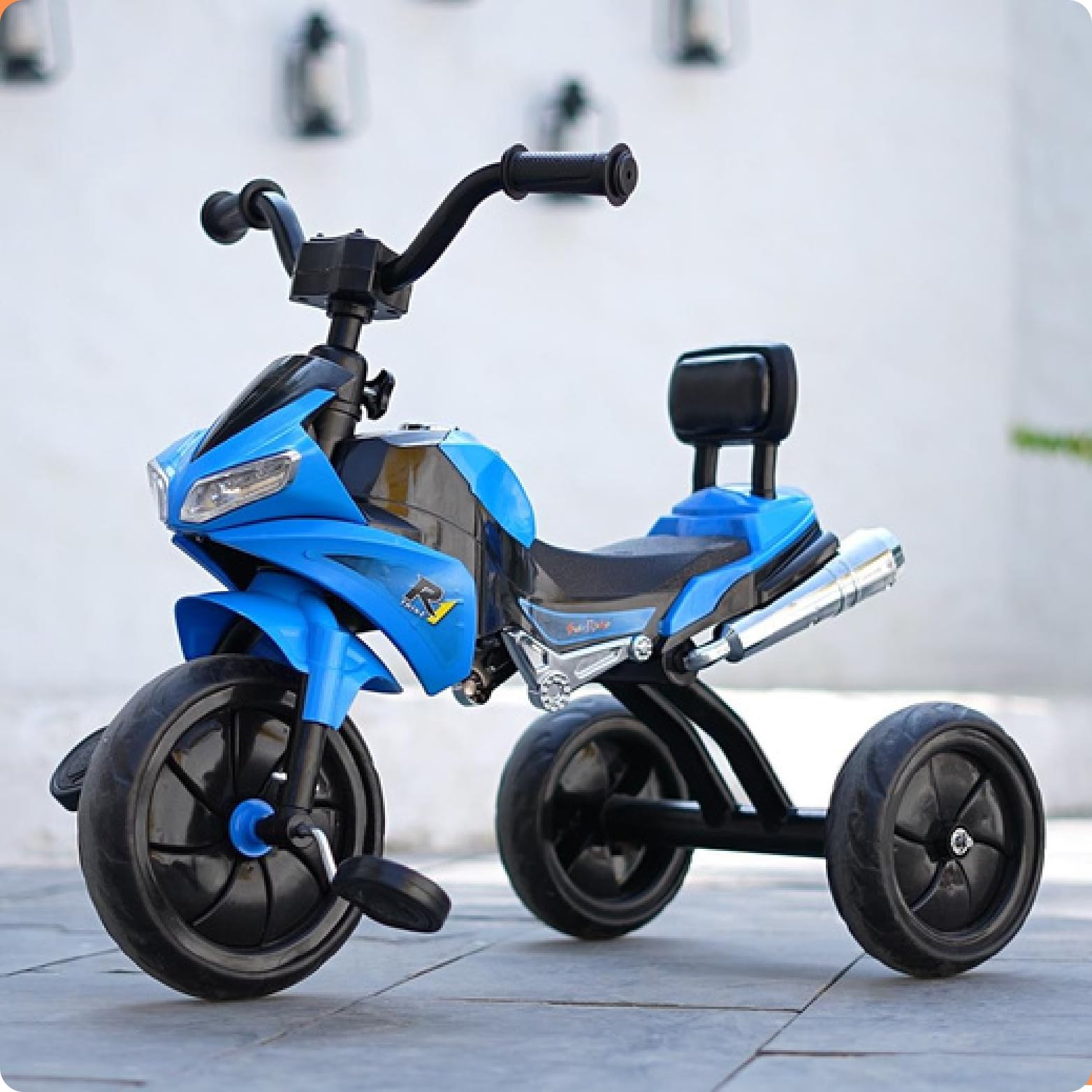 eHomeKart FunRide R1 Kids Tricycle - Front Headlight and Musical - 2 Years to 5 Years - Trike for Indoor and Outdoor - Up to 30 Kgs - Made in India (Blue)