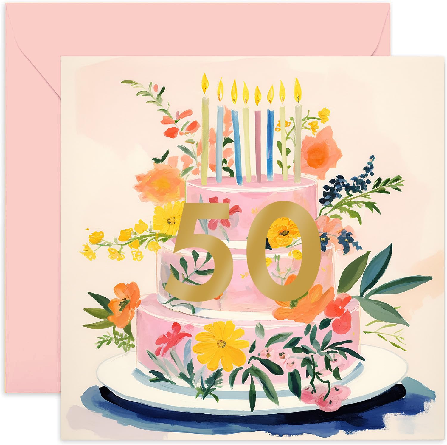 Old English Co. Biglietto Auguri Compleanno Per Amica Con Giraffa | Formato 15x15 Cm, Carta Di Qualità, Interno Bianco