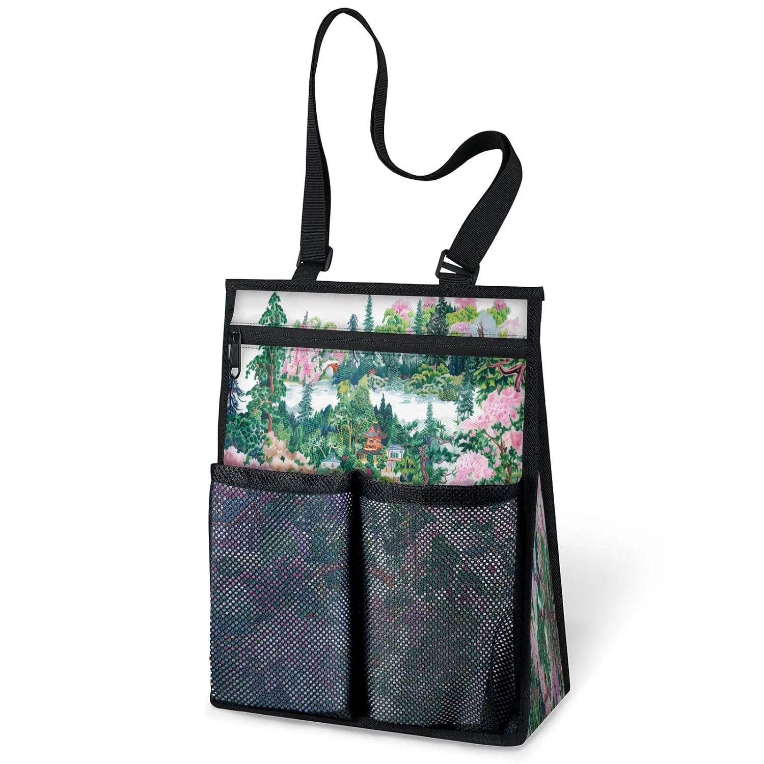 Ourtheme Japan Pattern Portable Shower Bag for Travel Gym Camp Beach Tote Shower Caddy Bags Hanging Toiletry Organizer