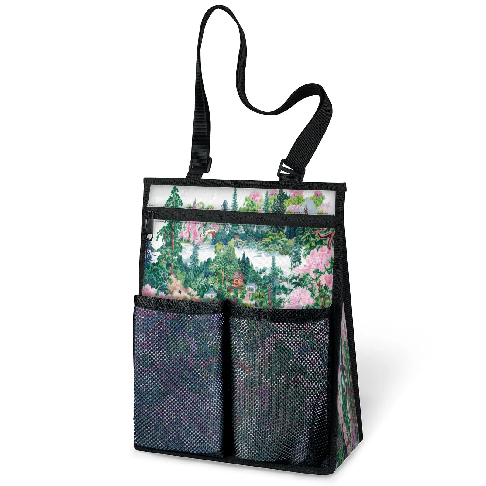 Ourtheme Japan Pattern Portable Shower Bag for Travel Gym Camp Beach Tote Shower Caddy Bags Hanging Toiletry Organizer