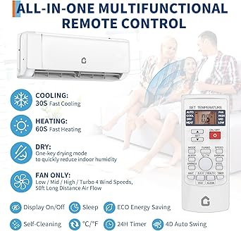 12000 BTU Mini Split Air Conditioner, 21 SEER2 208-230V Split Unit Ac and Heat Cool Up to 750 Sq.Ft, Ductless Air Conditioner w/Complete Installation Kit,Remote,2.0 Wifi Control,Low Noise