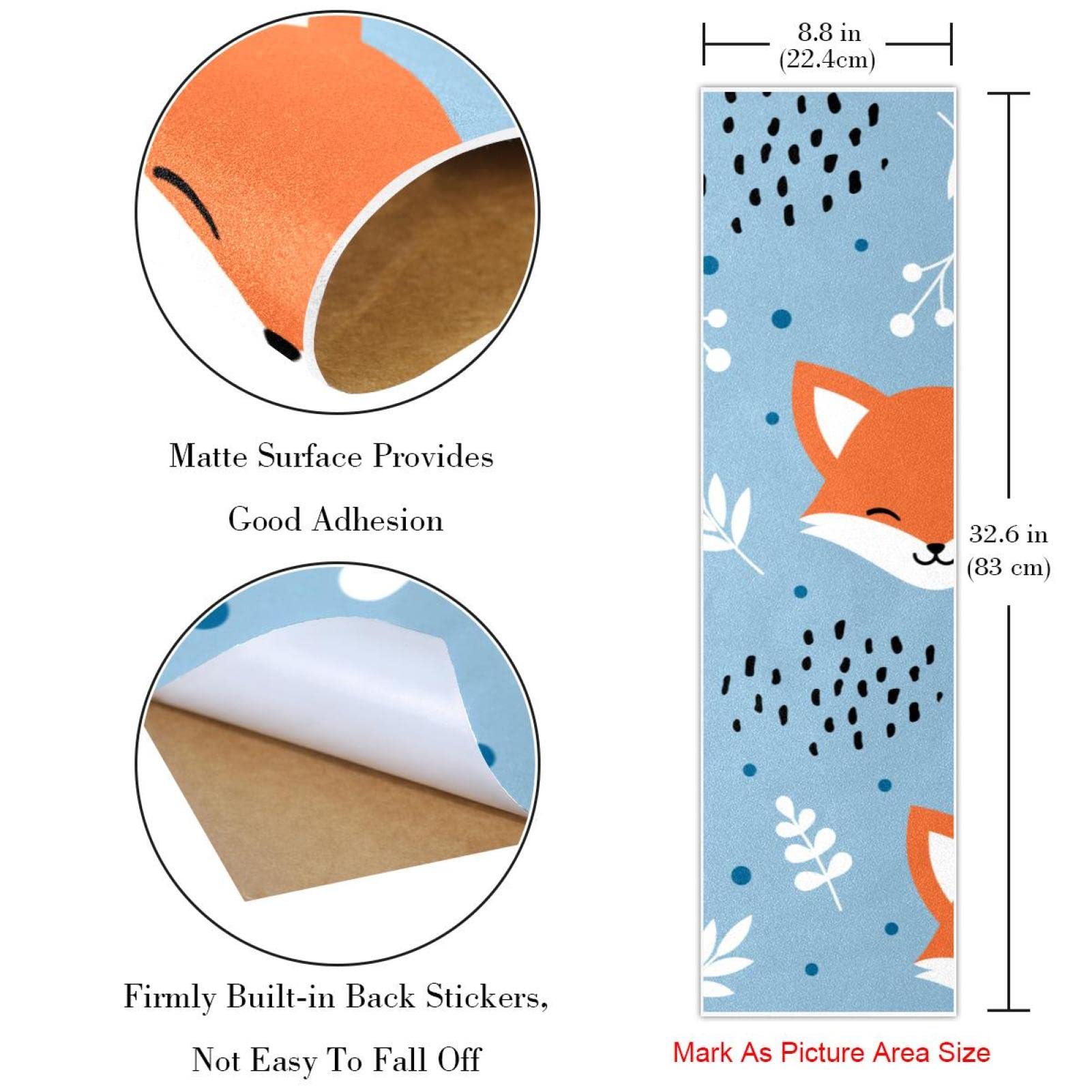 Lot de 2 feuilles de papier abrasif pour planche de skateboard et longboard Motif renard orange