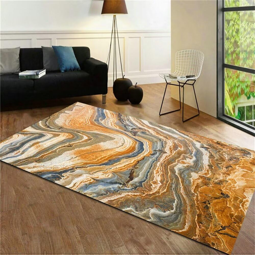 Tapis de chambre durable et rayé grand format lavable pour un salon chic
