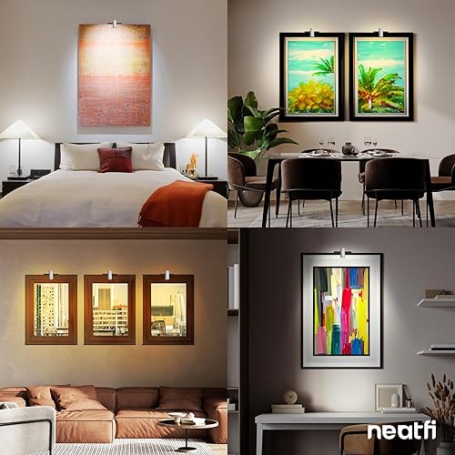 Miniatura 9 de Neatfi Lámpara LED moderna de metal para arte e imágenes, ángulo ajustable, luz de visualización regulable con 3 modos de color 3000K-6000K (18