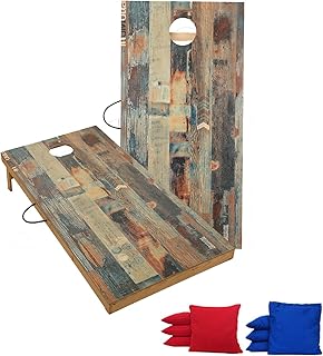 TIANNBU Solid Wood Premium Cornhole Set with Portable Waterproof Unique Pattern Surface Corn Hole Game Boards and Set of 8 Bean Bags for Indoor Outdoor Lawn Backyard Fun