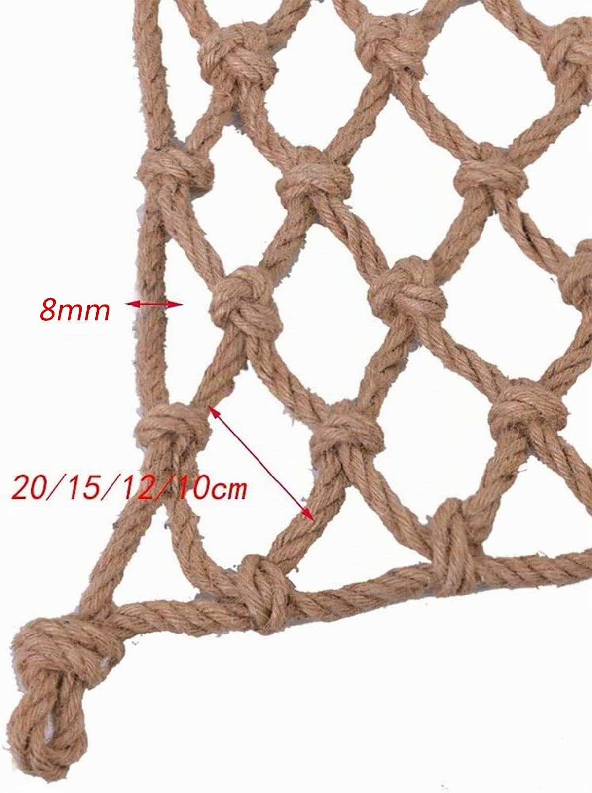 Stasy Rete da Arrampicata per Bambini, Rete Decorativa in Corda di Canapa per Parco Giochi Rete di Protezione per reti da carico in Rete Gigante da Gioco all'aperto(Size:1X2M(3X7FT))