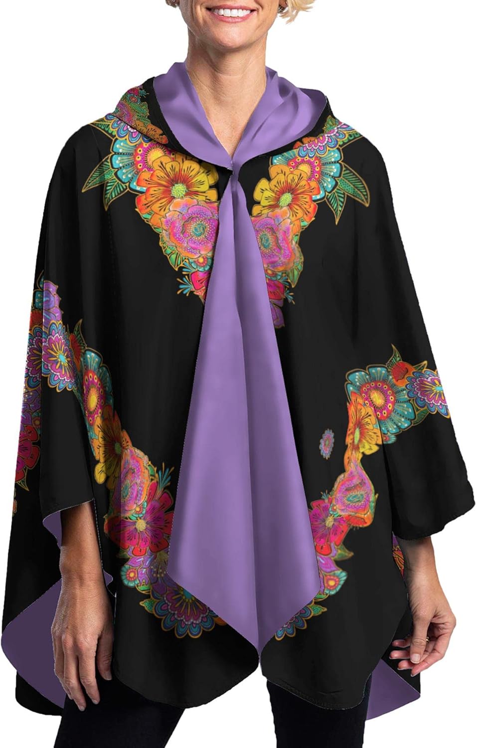 RainCaperLaurel Burch Womens Rain Cape Poncho with Hood - Reversible