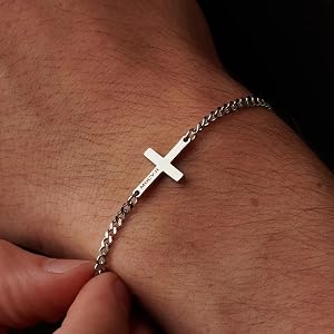 Buy MOSKAI® Personalized Cross Name Bracelet for Men & Women