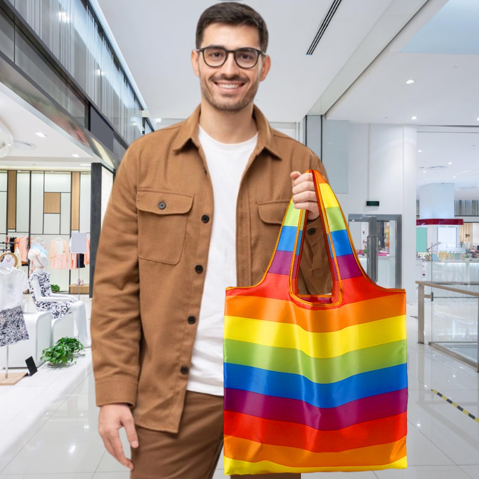 Ensemble d'accessoires de fierté avec peinture faciale de fierté, éventail pliable et réutilisable, sac d'épicerie LGBTQ, accessoires pour défilé du mois de la fierté