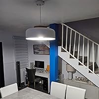 Vista 7 de Large Pendant Lighting, 17.7 inch,Natural Wood Cap, Adjustable Cord,Simple Modern Chandelier for Dining Room, Kitchen Table Matte White