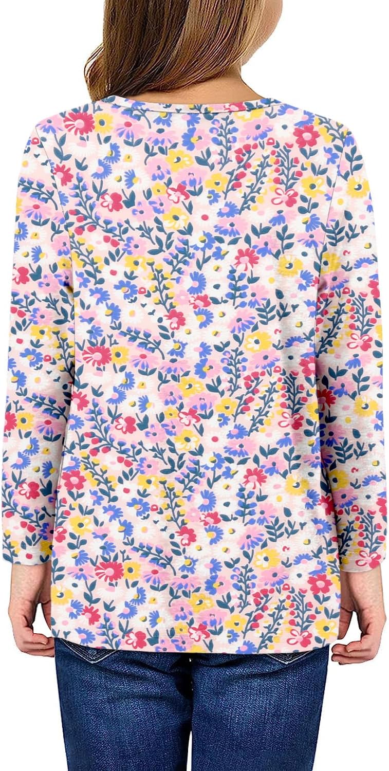 storeofbaby Girls Long Sleeve Shirts Casual Crew Neck Tops Basic Tunic Blouses 5-14 Years - Image 4