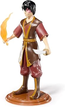 BendyFigs The Noble Collection Avatar Zuko - Noble Toys 19cm Bendable Posable Collectible Doll Figure With Stand and Mini Accessory