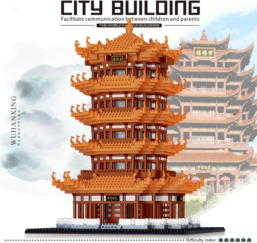 建築模型 Amazon.com: JOMIOD 中國建築積木組,4032 件黃色鶴塔積木組,創意