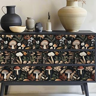 PLIGREAT 3 Sheets Boho Mushroom Rub on Transfer Stickers for Crafts and Furniture Art Waterproof UV DTF Transfer Decals for Cabinet Dressers Ceramic Scrapbooking Decorative Rub on Decals
