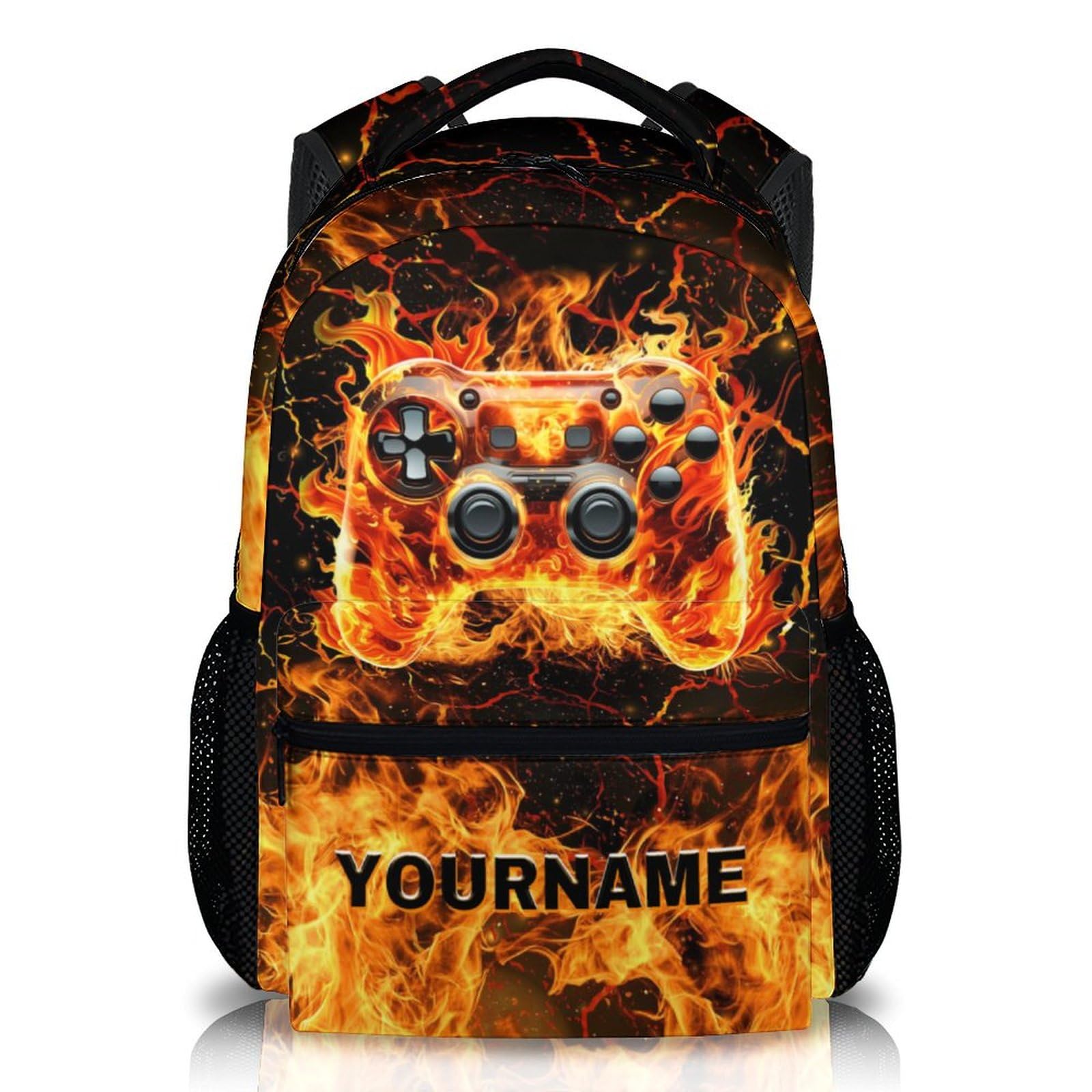 School Backpack for Boys Kindergarten Elementary Primary Middle College, Custom Gamer Schoolbag for Kids Teen Boys, 17 Inch Personalized Large