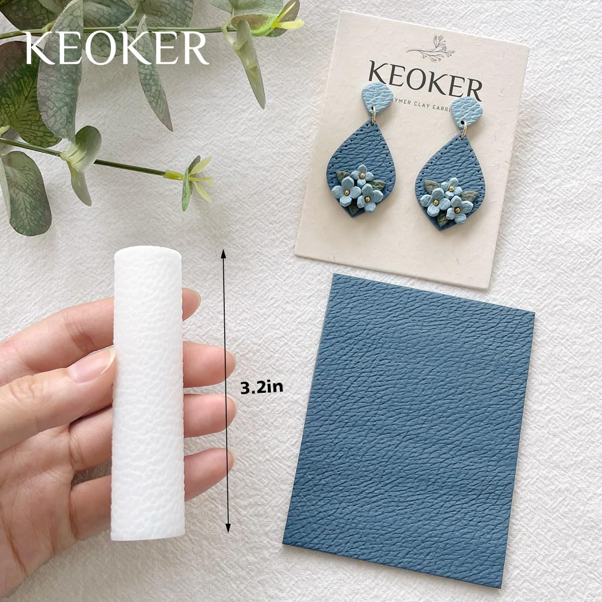KEOKER Polymer Clay Leather Texture Roller, Polymer Clay Texture Roller, 3pcs Leather Texture Roller for Polymer Clay, Like Polymer Clay Texture Sheets, Great Work with Polymer Clay Cutters